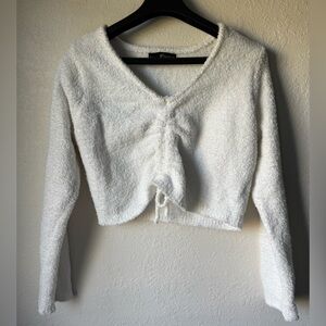 White Textured Crop Top